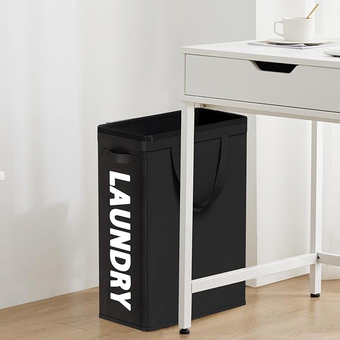 Slim Laundry Hamper with Removable Inner Bag and Side Handles, 45L Small