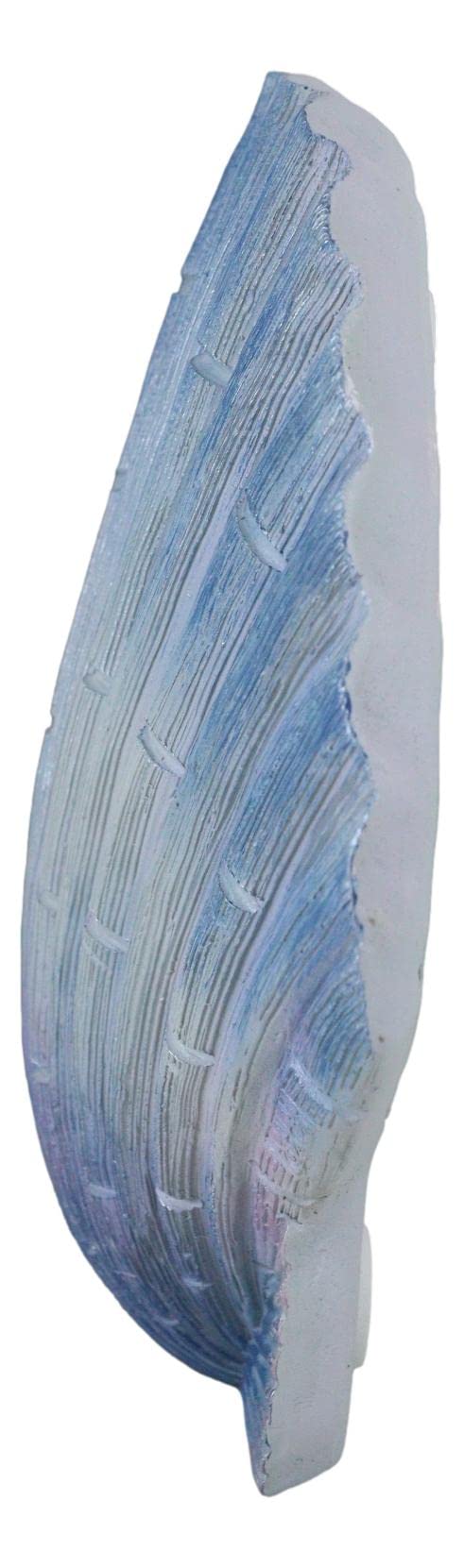 Ebros Gift Nautical Ocean Marine Life Aqua Blue Scallop Shell Seashell Exotic Shabby Chic Wall Decor Figurine 8.25" L Decorative Sculpture Vacation Beach Sea Home Prop Accent