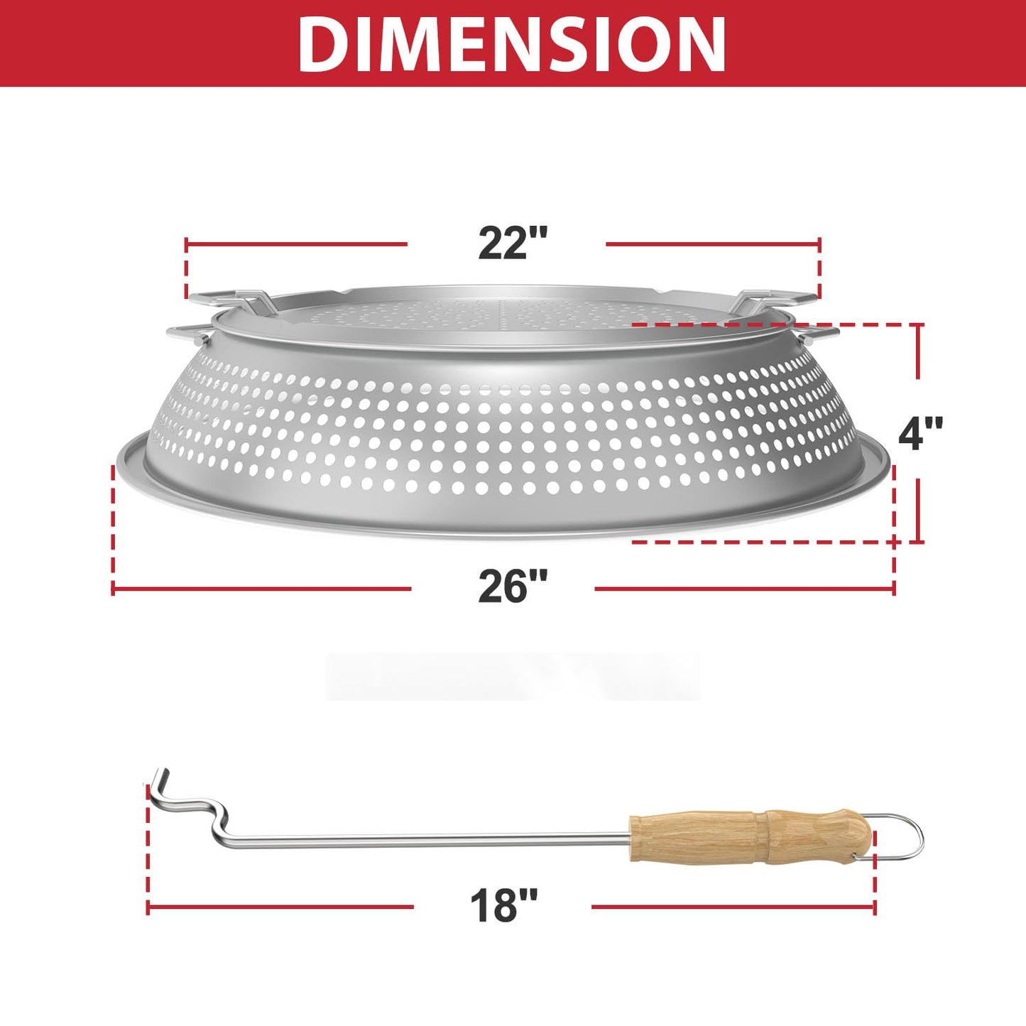 Spark Shield for Solo Stove Yukon - Stainless Steel Fire Pit Spark Protector Screen for Outdoor Backyard Party Fire Pits, Shield for Solo Stove Yukon with Two Guild Sticks