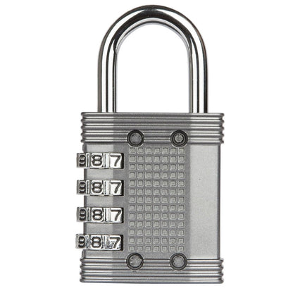 FortLocks Padlock - 4 Digit Combination Lock for Gym Outdoor & School Locker, Fence, Case & Shed – Heavy Duty Resettable Set Your Own Combo – Waterproof & Weatherproof (4 Pack - Silver)