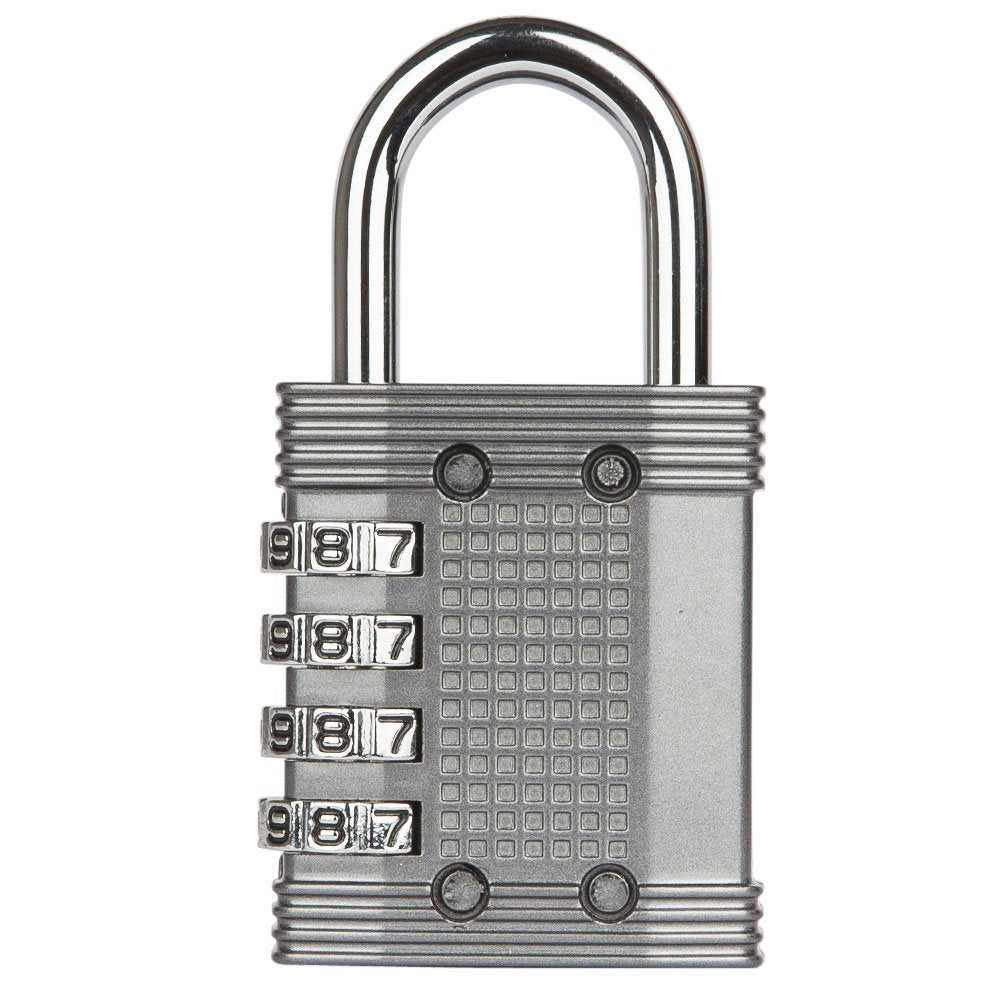 FortLocks Padlock - 4 Digit Combination Lock for Gym Outdoor & School Locker, Fence, Case & Shed – Heavy Duty Resettable Set Your Own Combo – Waterproof & Weatherproof (2 Pack - Silver)