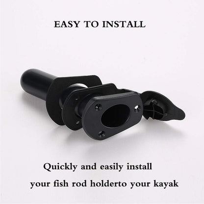 Borogo 2 Pack Kayak Deck Flush Mount Fishing Rod Holders and Cap Cover for Boat, Canoe and Tackle Accessory Tool