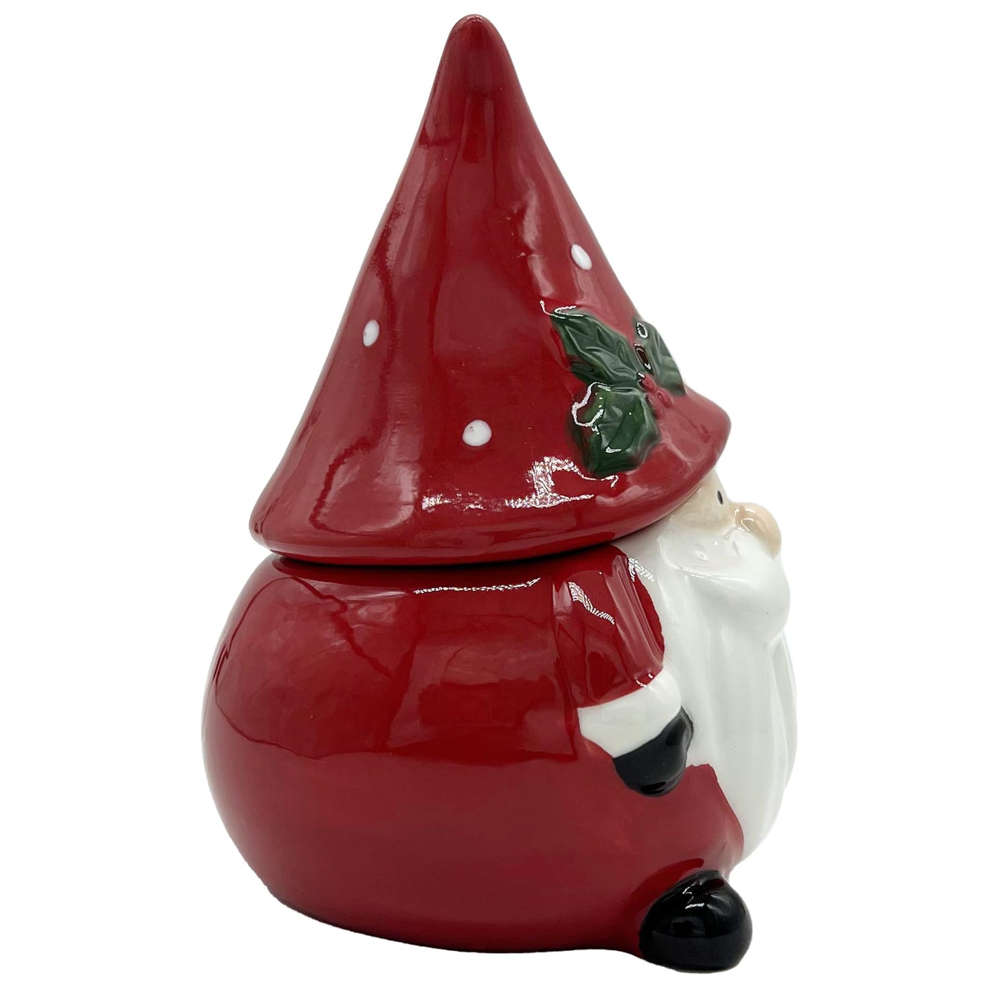 Santa Claus Salt and Pepper Shaker Set with Spoons - 6.5 Inch Ceramic Christmas Spice Dispenser with Lids for Kitchen Holiday Dining Table Decor Gift Set (Red)