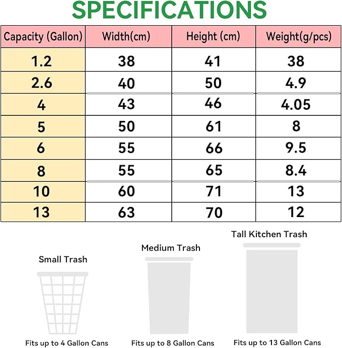 Small 4 Gallon Trash Bags for Bathroom & Bedroom, Drawstring Garbage Bags for
