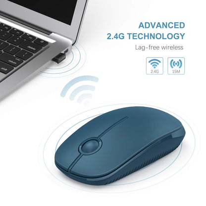 VssoPlor Wireless Mouse, 2.4G Slim Portable Computer Laptop Mouse with Nano Receiver Quiet Silent Optical Mice for Notebook, PC, Laptop, Computer-Black and Gold