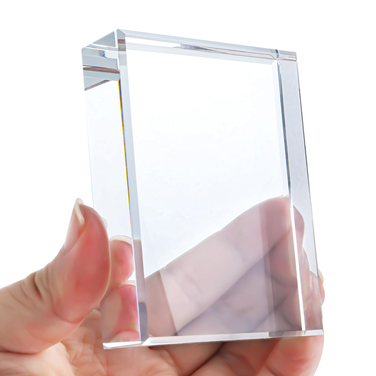 H&D HYALINE & DORA Clear Crystal Rectangle Paperweight Glass Decorative Paper Weights for Office Desk, Functional Crystal Paperweight for Photography Reading
