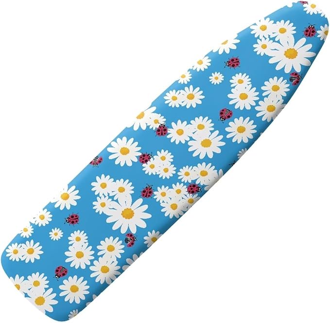 Cute Blue Daisy Thick Padding Ironing Board Covers Stain Resistant Hook and