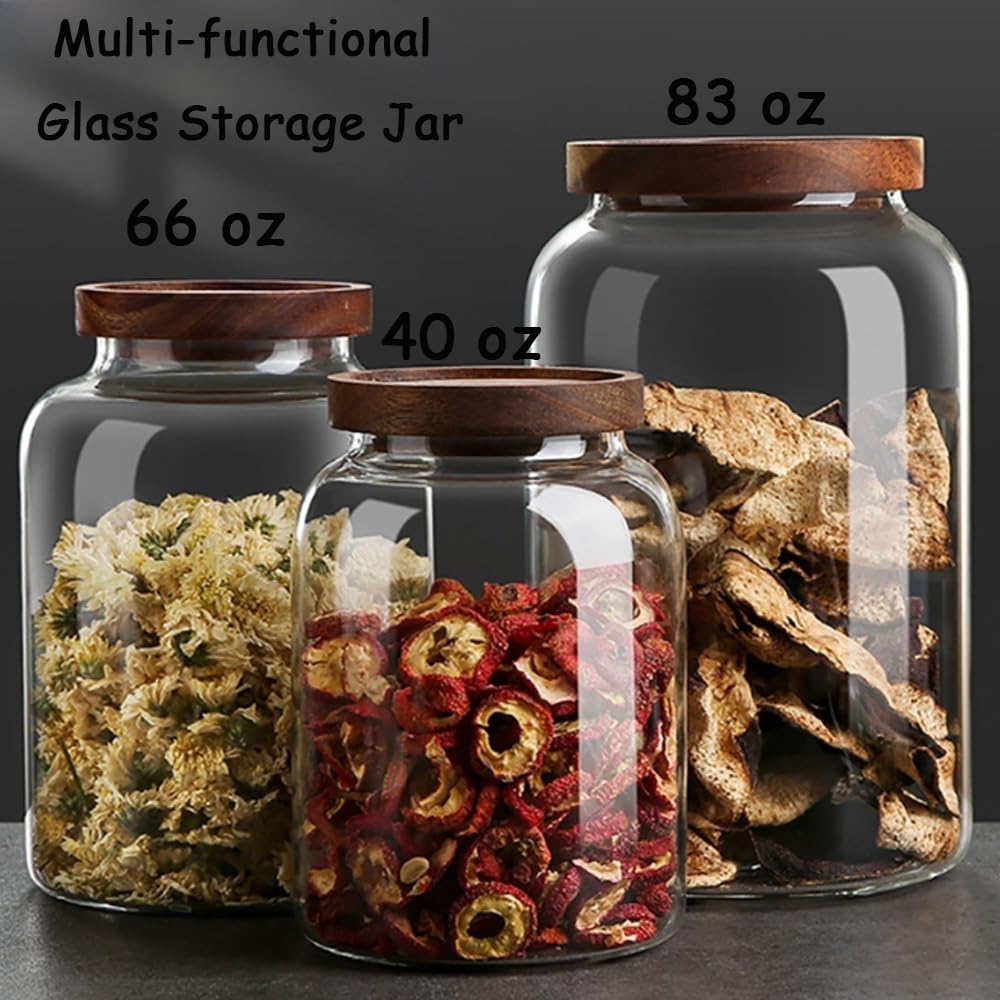 BEECO GIF2U 66 oz Bath Salts Glass Jar with Wooden Lid and Scoop,Bathroom Decor Container,Airtight Storage Bathtub Accessories for Women