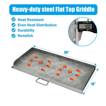 Professional 16x38 in Flat Top Steel Griddle for Camp Chef GB90D, TB90LW,Fry Griddle Accessories for Camp Chef 3 Burner Propane Stove Grill, 1 Carry Bag