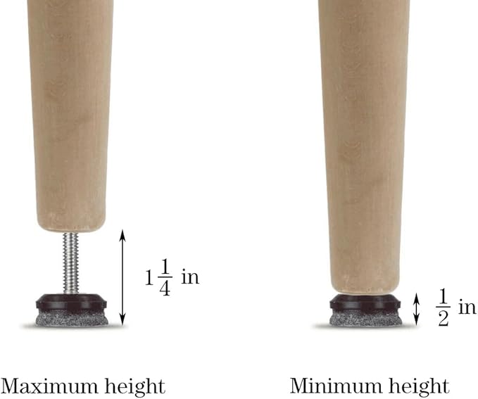 HUAYY 4 Pack Adjustable Furniture Leveling Feet, 1/4-20 Threaded Stem,