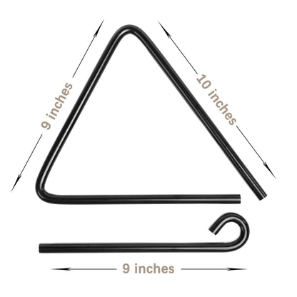 9 Inch Triangle Dinner Bell With Striker - Outdoor/Indoor Steel Bell With Mounts
