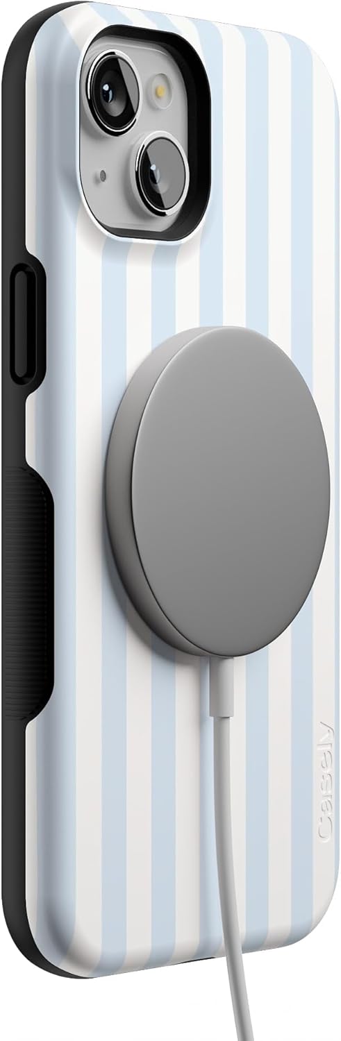 Casely iPhone 15 Case | Blue Stripes | Sunday Best | Compatible with MagSafe | Bold Protective Design