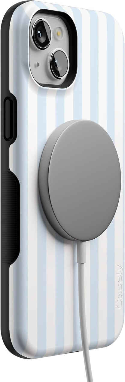 Casely iPhone 15 Case | Blue Stripes | Sunday Best | Compatible with MagSafe | Bold Protective Design