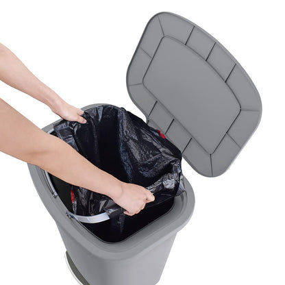 Glad Premium 20 Gallon Trash Can - Plastic Kitchen Waste Bin with Odor Protection of Lid, Stainless Steel Step On Foot Pedal and Garbage Bag Rings, Black