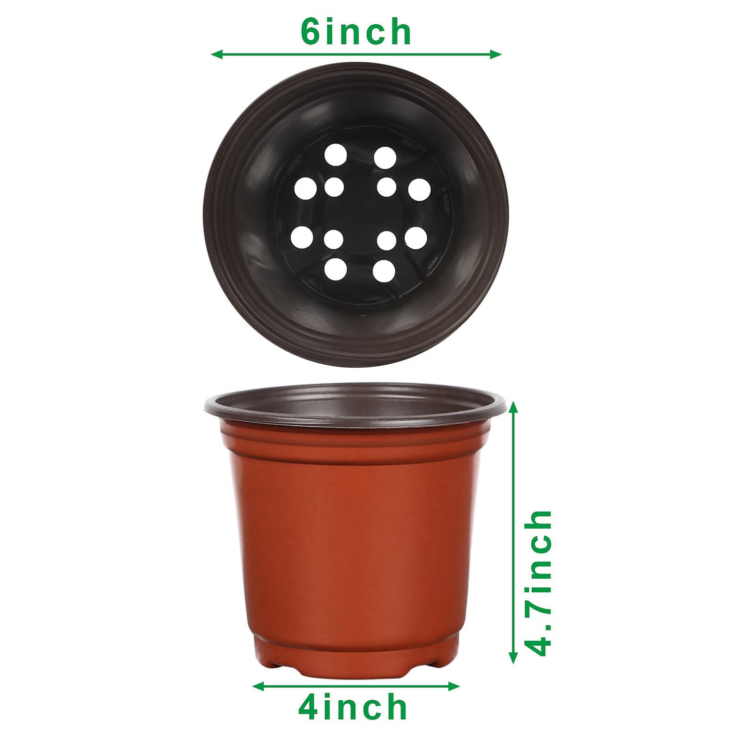 Augshy 40 Pcs 6" Plastic Plant Nursery Seed Starting Pots for Indoor Outdoor Succulent Seedling Cutting Transplanting