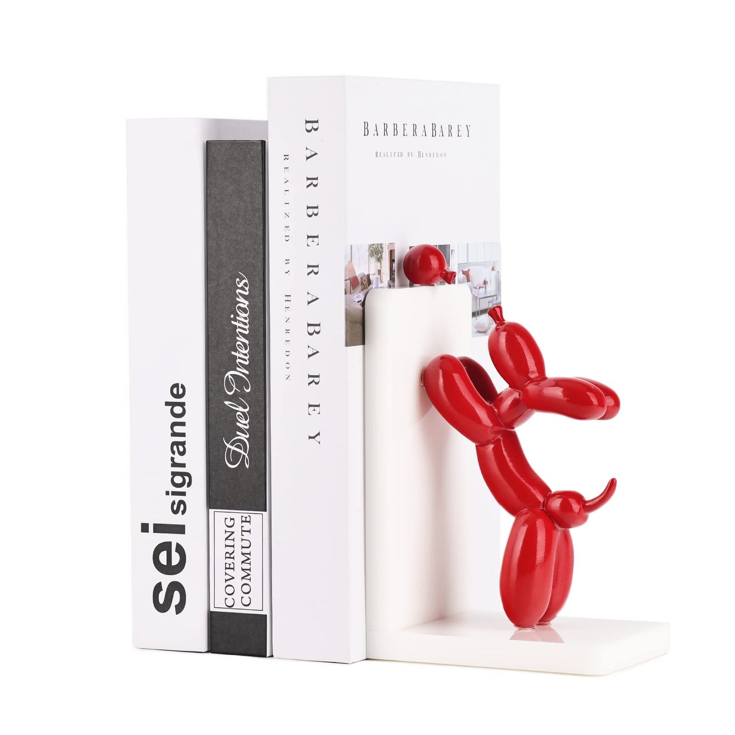 ZHANYUN Resin Balloon Dog Book Ends Decorative，Balloon Dog Bookends Animal Bookends，Animal Book Ends for Kids Books，Cute Bookends Unique Book Ends Book Stopper Book Holder for Shelf Office Home Decor