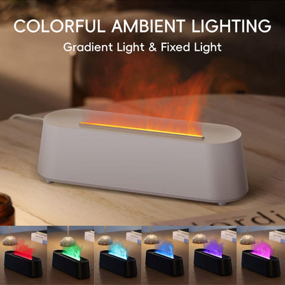 Essential Oil Diffuser, Fireplace Fire Flame Aromatherapy Diffuser, 250ml Cool Mist Humidifier, Scent Aroma Diffuser with 7 Colors Light, Remote Control, Timer & Auto-Off for Home, Room (Black)