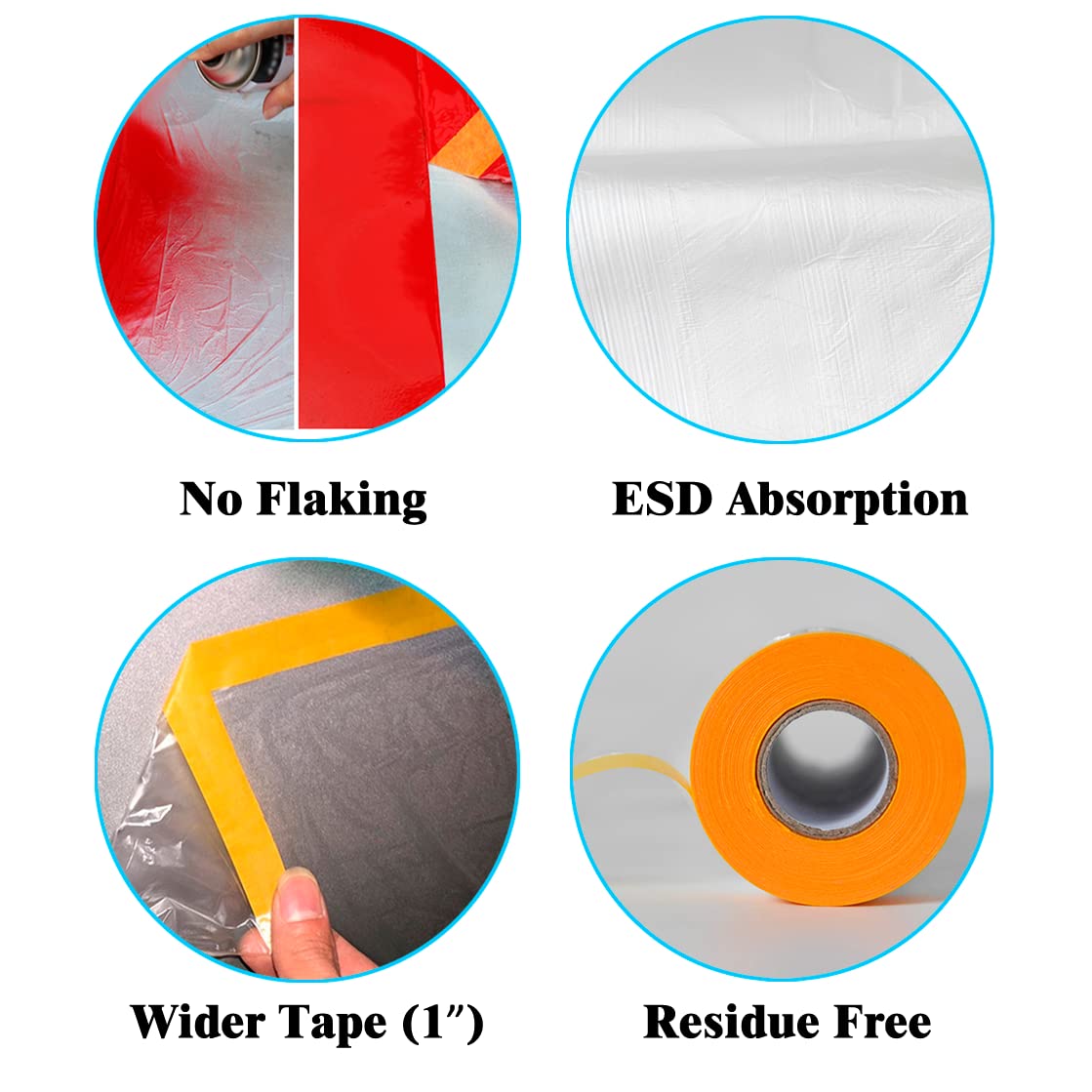 LLPT Tape and Drape Pre-Taped Masking Film | 2-Pack | Versatile Painter's Plastic Dust Sheets for Auto Wall Furniture Painting and Spraying Protection (MFT1502) | 150cm(Unfolded) x 20m