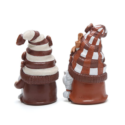 Hodao 2PCS Coffee Gnomes Figurines - Swedish Tomte Elf Dwarf Decor for Bar, Home, Gifts, Holiday Coffee Corner Decoration, Cute Christmas Farmhouse Tiered Tray Ornament for Kitchen Display