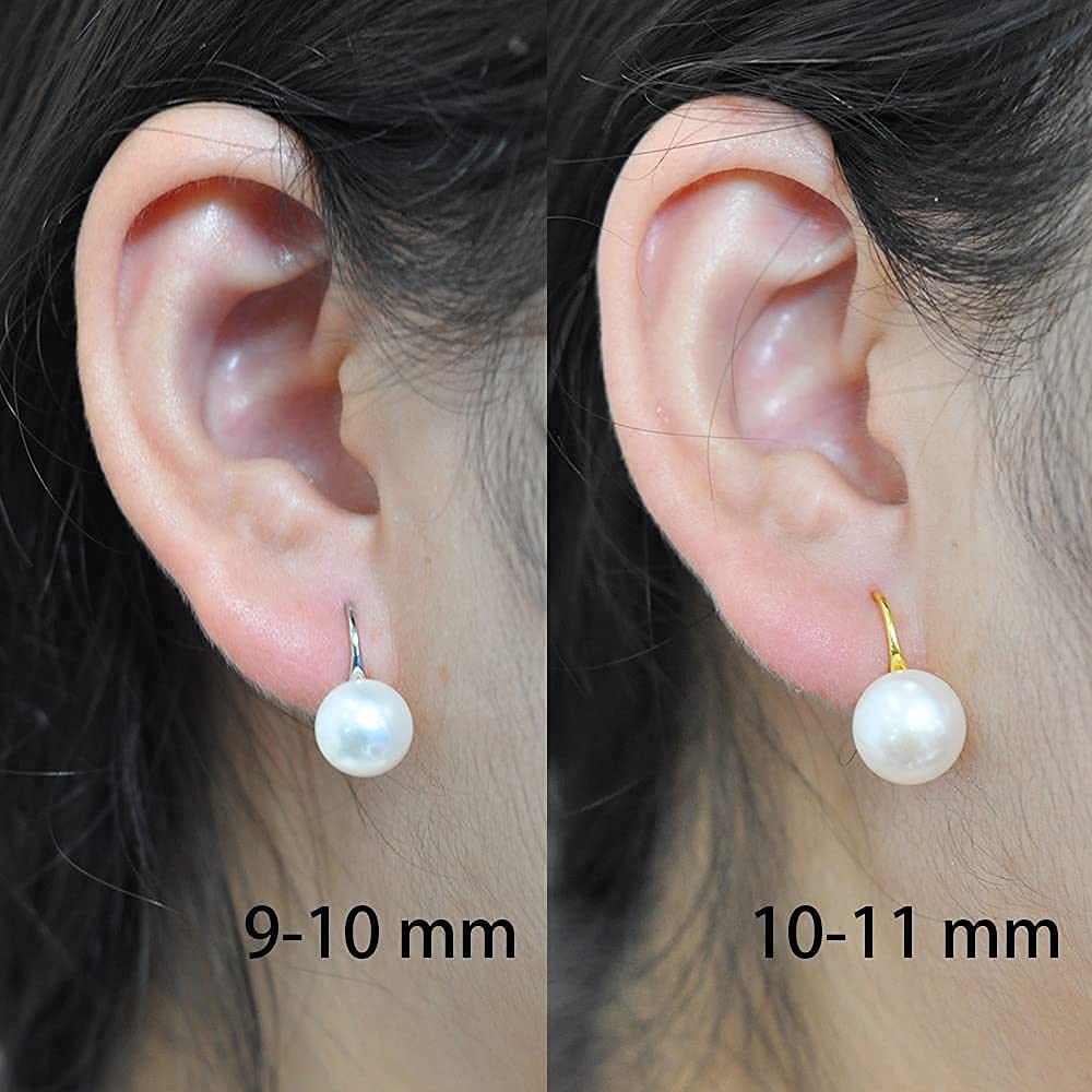 Alevel 10-11mm Freshwater Cultured Pearl, 14K Gold Plated 925 Sterling Silver Dangle Hook Earrings, Women Gifts