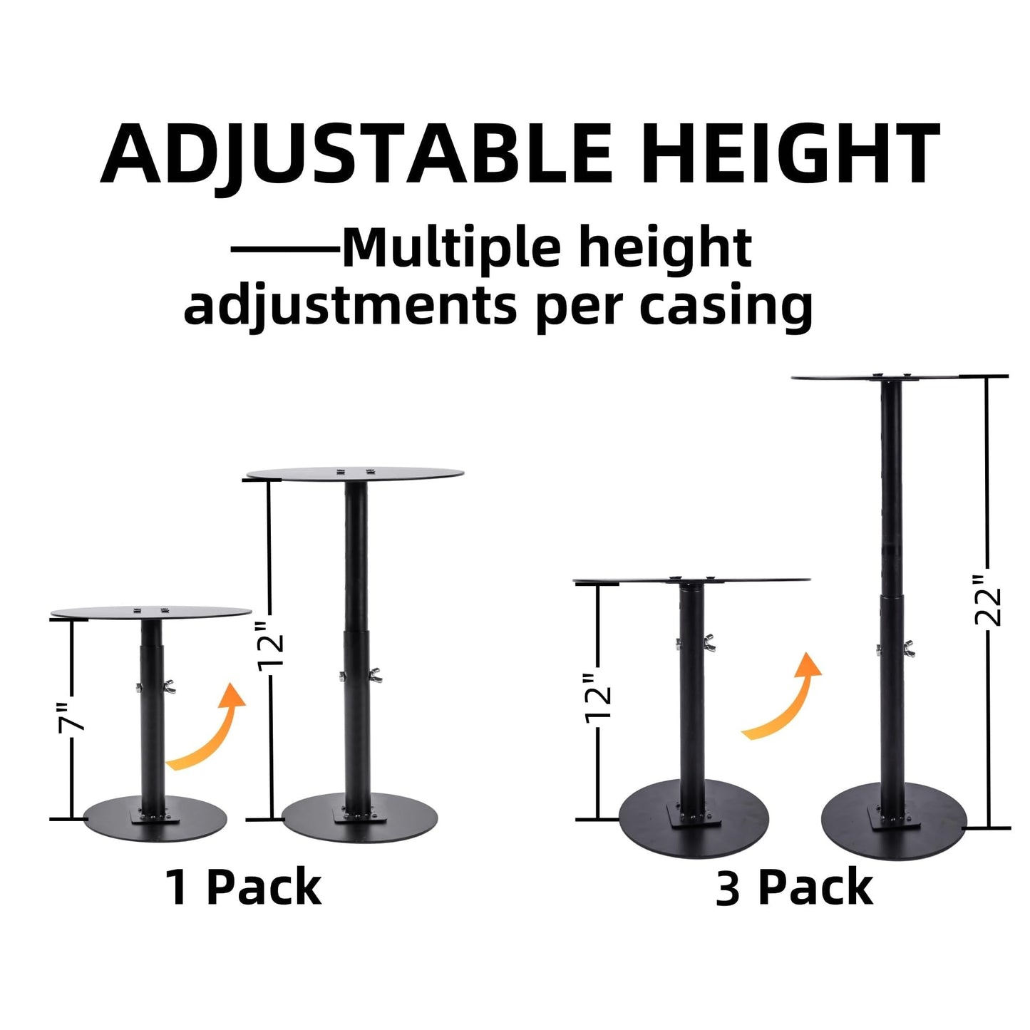ZSHIGANMA 4 Pack Plant Risers for Inside Pots, Adjustable Height 7-22" Metal Planter Lift Inserts Fillers Risers for Indoor Outdoor Large Tall Taper Planter Flower Pot (6" Base,8",10" Top,Black)