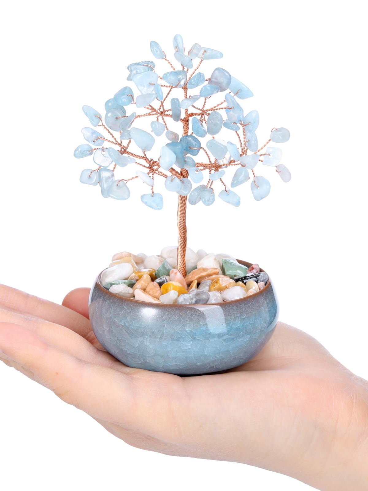 PESOENTH Crystal Tree Aquamarine Tree of Life Crystal Gifts for Women Mom