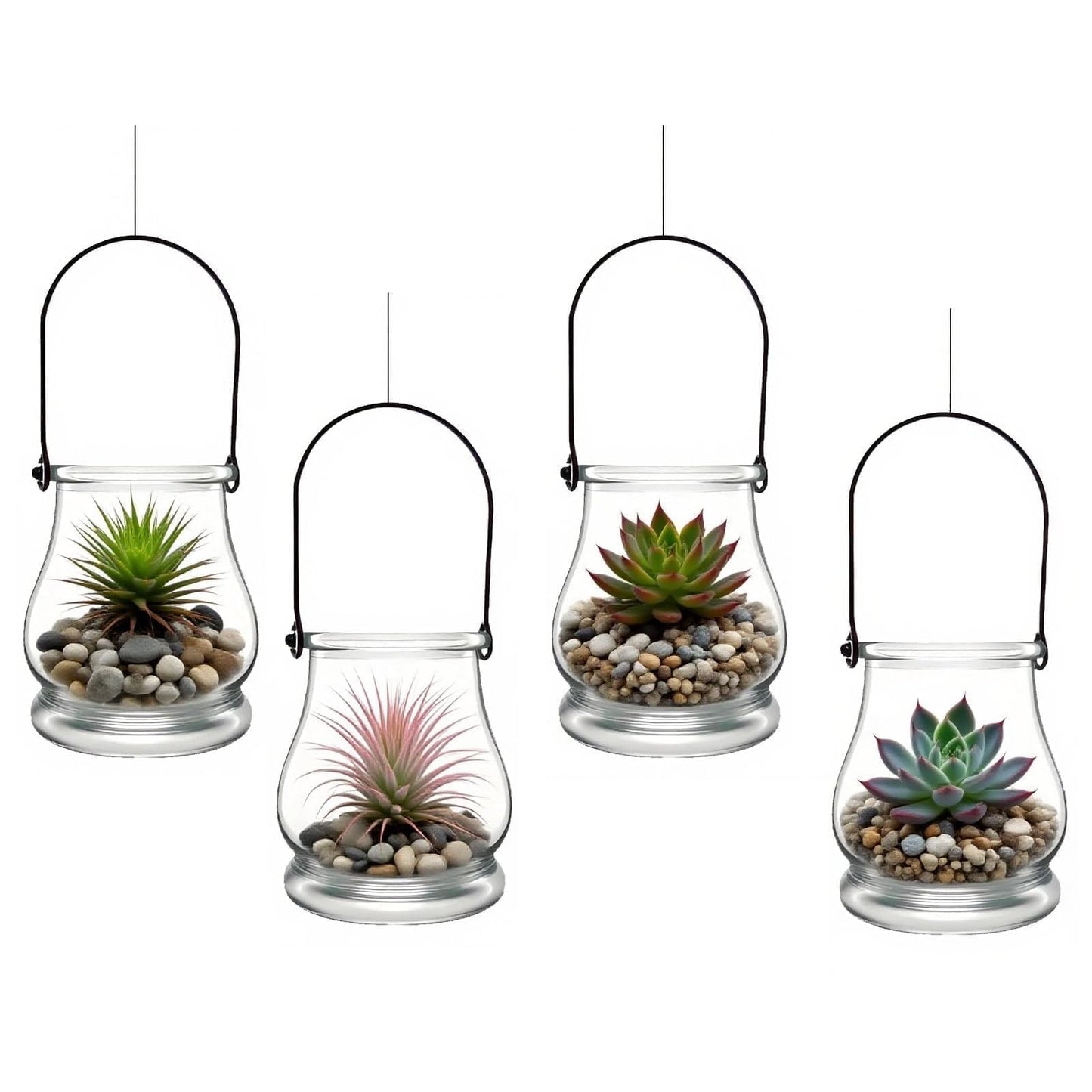 4PCS Hanging Candle Holder for for Wedding Ornaments,Glass Tea Lights Candles Holders,Clear Terrarium Containers Small Glass Globes Ornament Votive Candleholders for Party Celebration Decoration