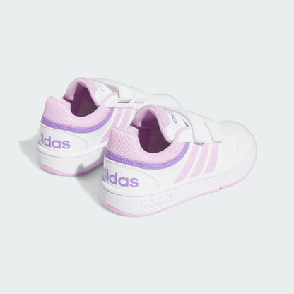 adidas Hoops Lifestyle Basketball Hook-and-Loop Shoes, Cloud White/Lilac/Violet Fusion, 2.5 UK