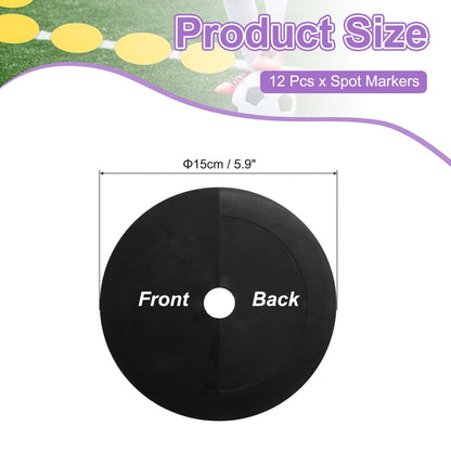 PATIKIL Spot Markers 6 Inch, 12 Pcs Non-Slip Floor Dots Agility Markers Flat Field Cones Poly Dot with Hole for Gym PE Speed Training Dance Soccer Basketball Sports, Black