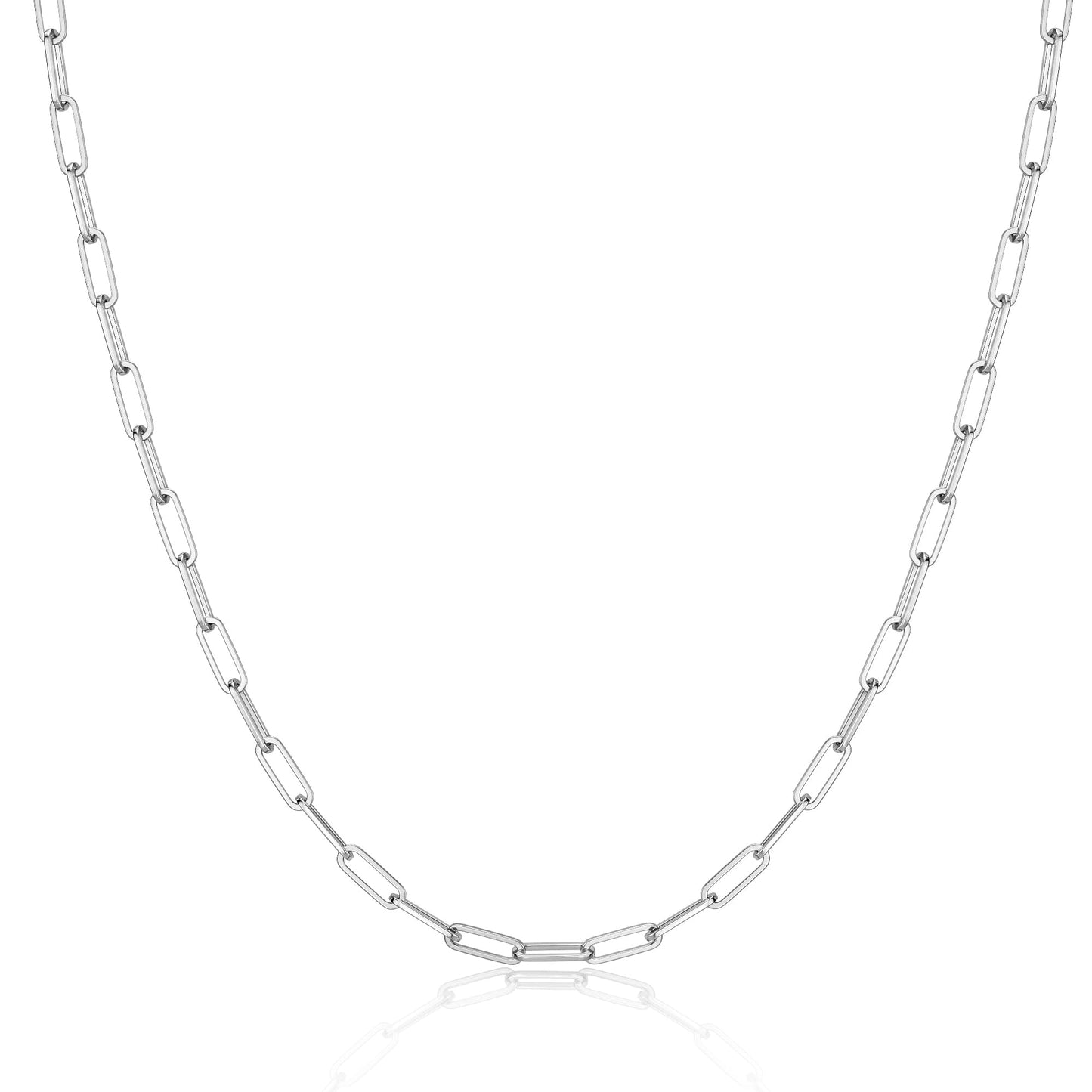MBW 14K Gold/Silver Plated Plated Choker Necklace, Silver Dainty Paperclip Chain Necklaces for Women Trendy 18in Simple Long Thick Minimalist Aesthetic Fashion Link Necklace Jewelry Gifts for Women