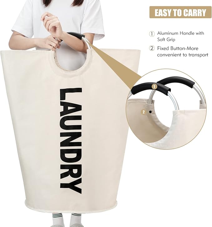 125L X-Large Laundry Basket, Freestanding Tall Clothes Hamper, Collapsible