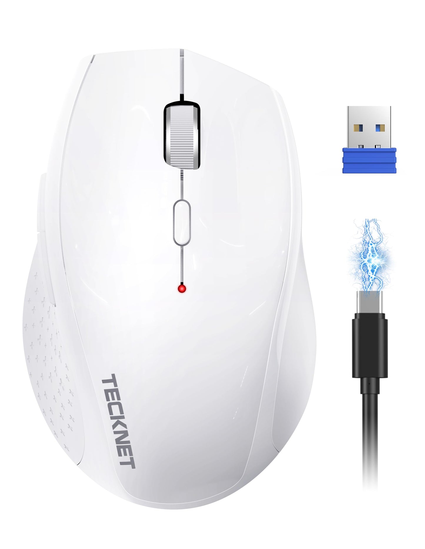 TECKNET Wireless Mouse Rechargeable,Mouse for Laptop Computer,2.4G USB Computer Mice Wireless,6 Button 6400 DPI Ergonomic Silent Mice,Portable Cordless Travel Mice-Wide Compatibility