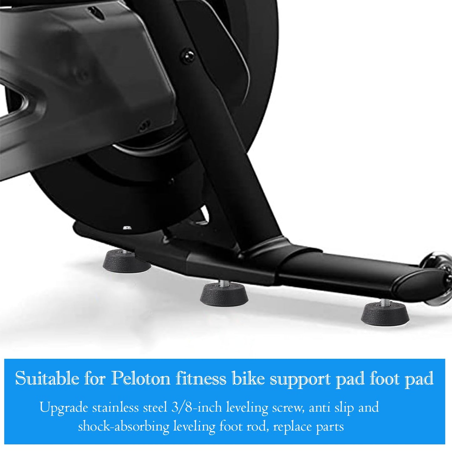 GAQUECY 4 Pack Exercise Bike Support Foot Pads Compatible with Peloton OG & Plus,Upgraded 3/8" Stainless Steel Anti-Slip Screw,Noise Reduction Shock-Absorbing Rubber Stabilizer Feet