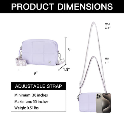 Telena Crossbody Bags for Women Cross Body Purse with Guitar Strap Lightweight Puffer Shoulder Bag for Travel