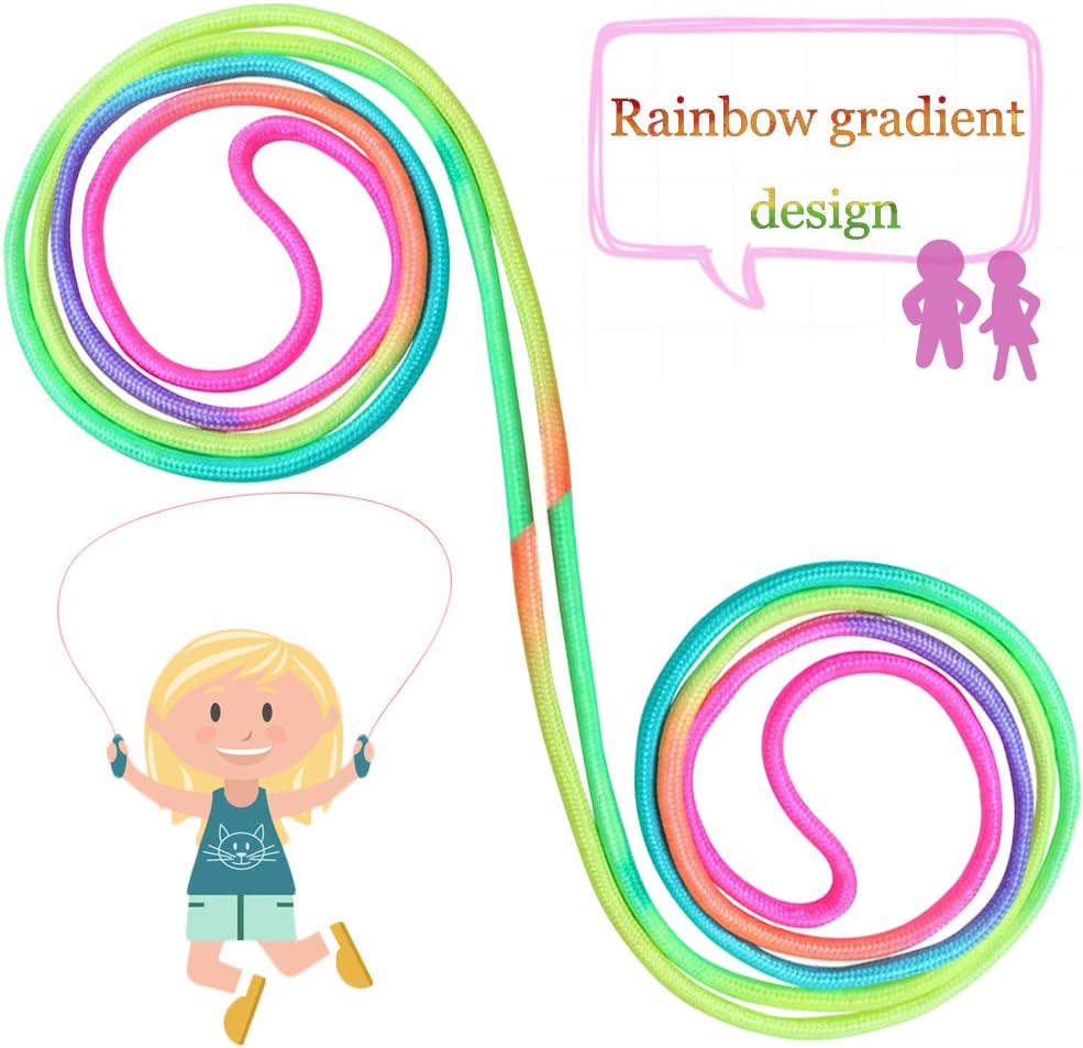 10 pcs Rainbow Jump Rope Set Durable Nylon Skipping Ropes,Safty Vibrant Jumping Ropes for Girls or Boys Physical Education Skipping Rope(7.2 Feet)