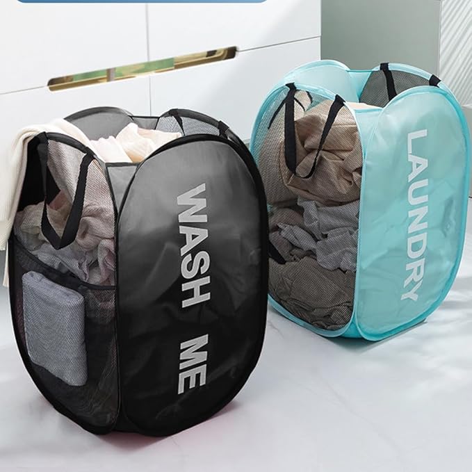 Larpur Pop Up Laundry Baskets, 2 Pack Mesh Laundry Hampers Collapsible Clothes