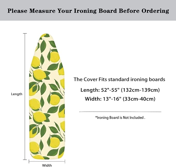 Fresh Lemon Tabletop Ironing Board Cover and Pad Standard Ironing Board