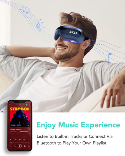 SKG Eye Massager with Heat, Bluetooth Heated Eye Massager for Relief with Vision Window Music, Soothing Eye Care to Relax Eyes, Best Gifts for Women Men