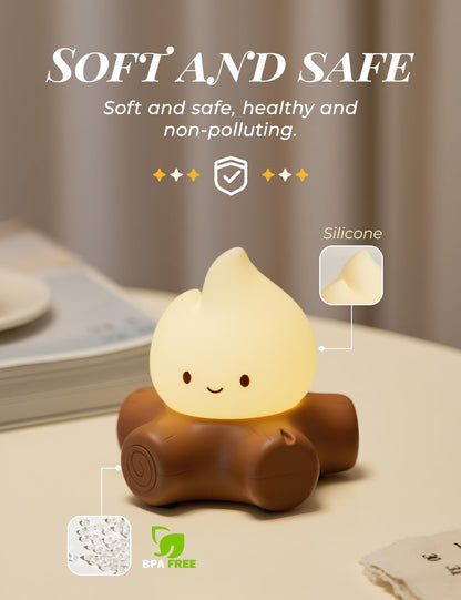 Cute Ghost Campfire Lamp, Halloween Decor,Kids Night Light，Adjustable Dimmable Rechargeable Night Light for Kids, Girls, Boys Gifts,Halloween,Christmas Decorations