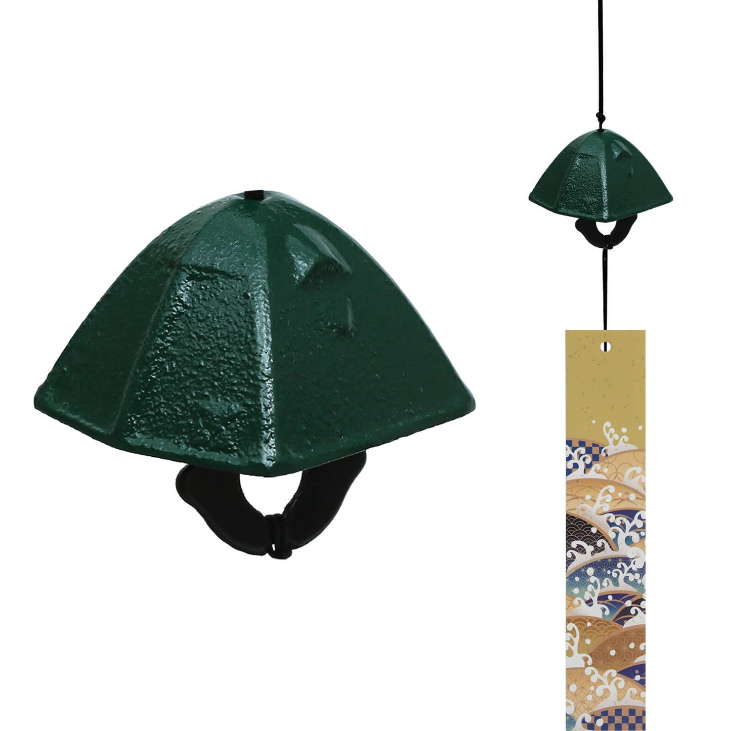 A.F.N.A.L Japanese Wind Chime Cast-Iron Outdoor Ornament for Garden, Patio & Balcony, Hanging Metal Wind-Bell Decoration Gift, Blessing Pendant Windchimes & PVC Wind-Catcher, Tent - Green