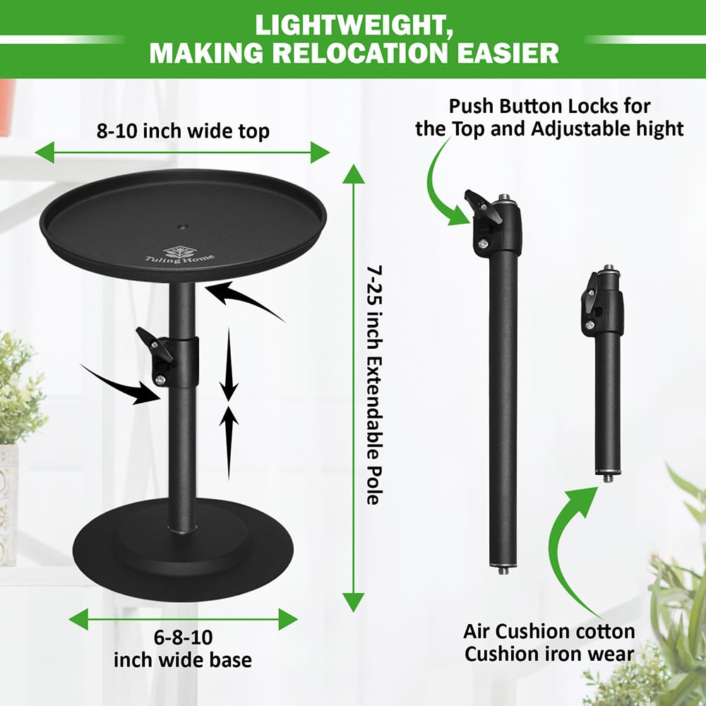 Tuling home Adjustable Pure Iron Planter Inserts, 7-25” Plant Risers for Inside Pots, Planter Fillers for Large Pots, Indoor & Outdoor Insert with 8-10” Top & 6-10” Base (10 wide top. 10wide base)