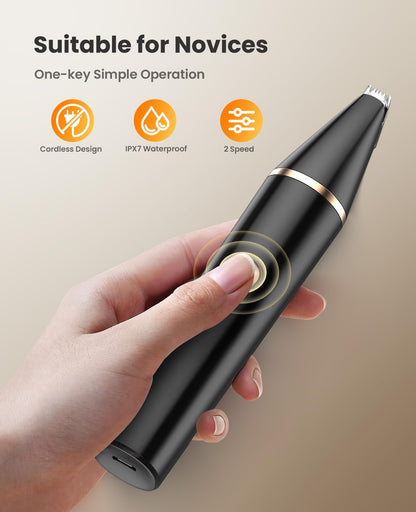 oneisall Dog Paw Trimmer with Double Blades,Silent Dog Clippers Cat Paw Trimmer Shaver for Dogs Cats Face,Eyes, Ears