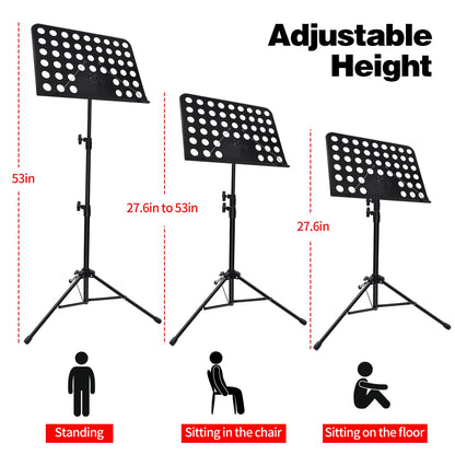 1/2/3 Pack Sheet Music Stand, Adjustable Music Stand with Carrying Bag, Professional Music Book Holder Music Sheet Clip Holder for Guitar, Ukulele, Violin Players(Standard Version, 1 Pack)