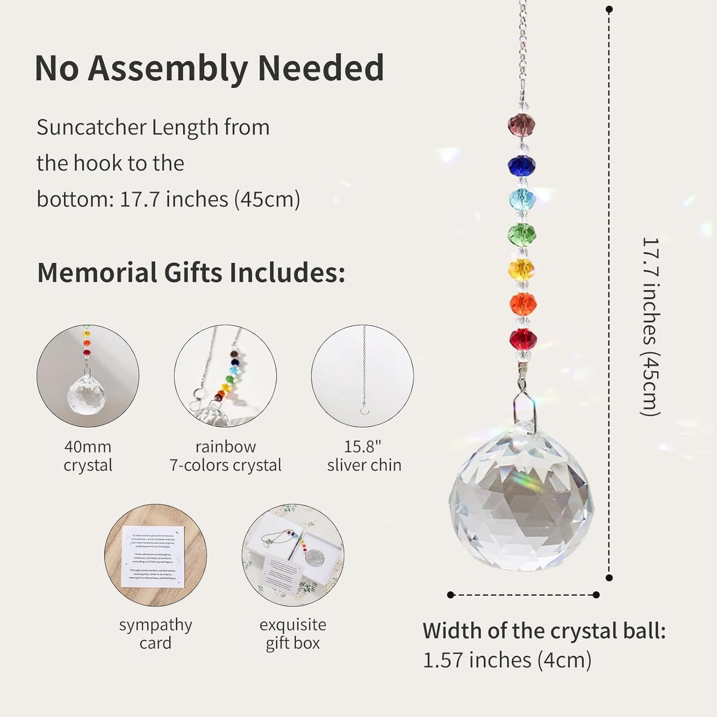 HEGELDA Cat Memorial Gifts for Loss of Cat, Crystal Sun Catcher with Sympathy Poem Card, Refractive Prism Hanging Ornament, Pet Bereavement Keepsake, Premium Gift Box Included