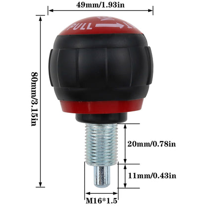 AYLIFU 2 PCS M16 Pop Pull Pin Knob Spherical Fitness Pop Pull Pin Knob Pull Pin Spring Knob Replacement Part for Fitness Equipment Bicycle Equipment Red