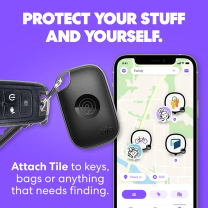 Tile by Life360 Pro (2024) - Powerful Bluetooth Tracker, Key Finder and Item Locator for Keys Bags, and More, Both iOS and Android Compatible, Phone Finder, Pack of 4 (Black/White)