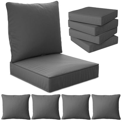 24" x 24" x 6" Outdoor Deep Seat Cushions Set - 4 Set Waterproof & Fade Resistant Patio Furniture Replacement Cushions, Non-Slip Outdoor Cushions Fit Loveseats, Couches, Chairs, and Sofas.