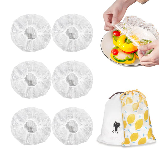 200PCS Bowl Covers Bread Proofing with Storage Bags, Fits Bowls up to 12", Plastic Wrap for Food Plastic Bowl Covers Elastic Reusable Plate Covers for Family Outdoor Picnic, BPA Free, Food Grade