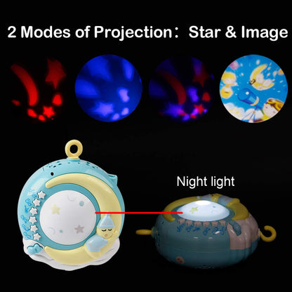 Mini Tudou Baby Musical Mobile Crib with Music and Lights, Timing Function, Projection, Take-Along Rattle and Music Box for Babies Boys Girls Toddlers