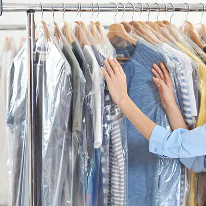 BEISHIDA 20PCS 47 Inch Plastic Garment Bag-Plastic Clear Dry Cleaner Laundry
